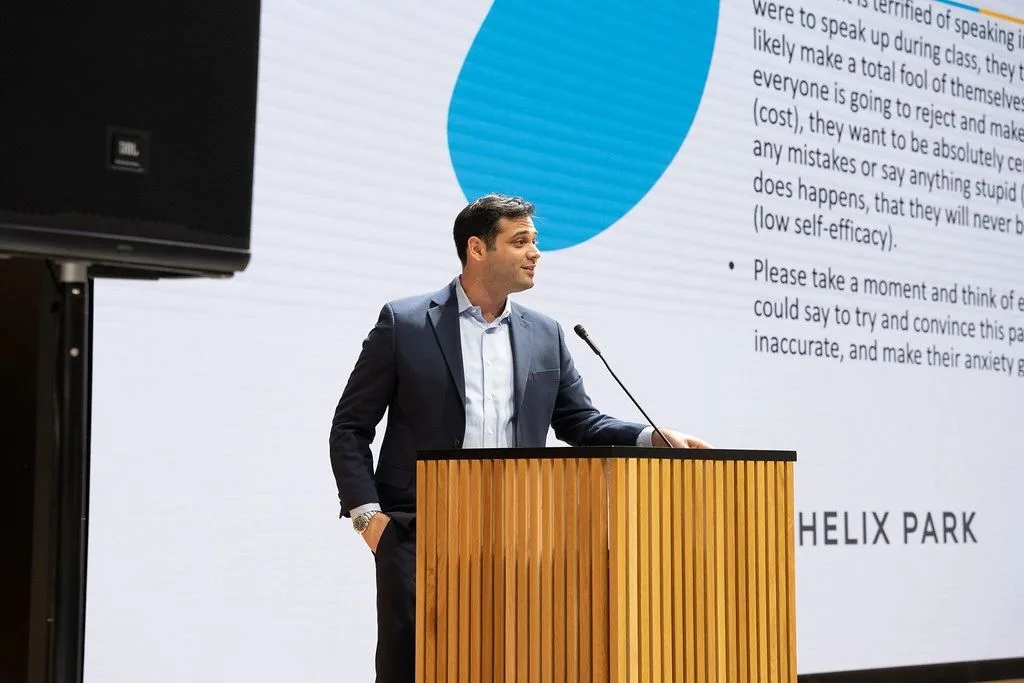 Dr. Zach Appenzeller presenting at the 2025 UTHealth Houston Center for Eating Disorders Conference, Bridging the Gap, at TMC Helix Park in Houston.